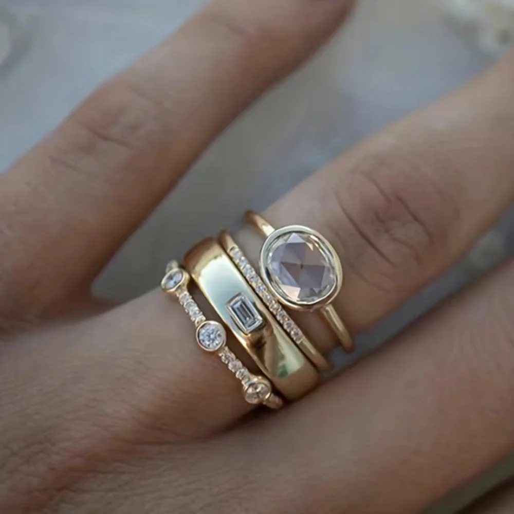 - New 18k Gold Plated Stack Rings Size 6